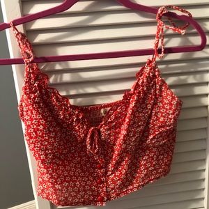 Princess polly red crop top with tie straps